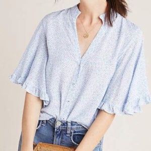 Anthropologie Maeve Flutter Sleeve Blouse